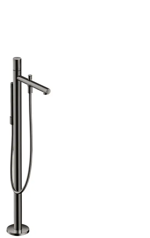 Bodenstehender Einhebel-Wannenmischer in Polished Black Chrome von AXOR mit Handbrause und ohne sichtbaren Griff.